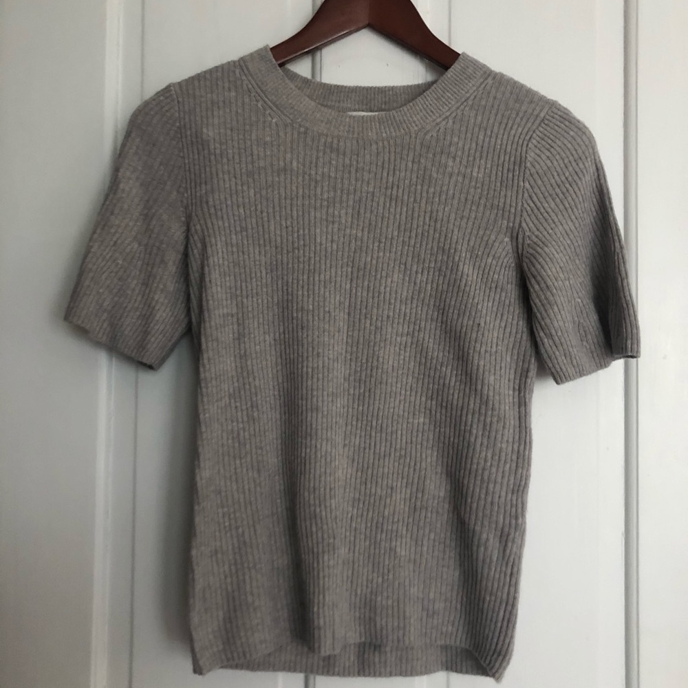 Madewell Flounce-Sleeve Ribbed Sweater Top
